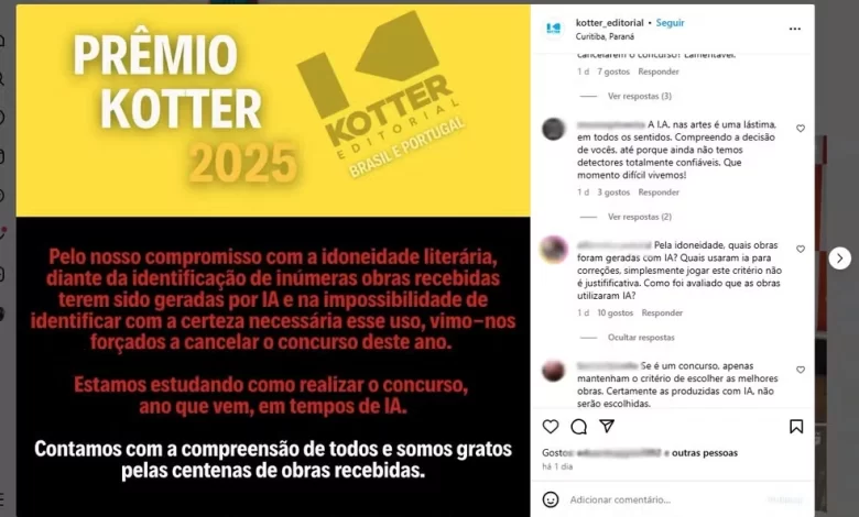Editora cancela prêmio literário após enxurrada de textos gerados por IA e acende alerta no meio cultural